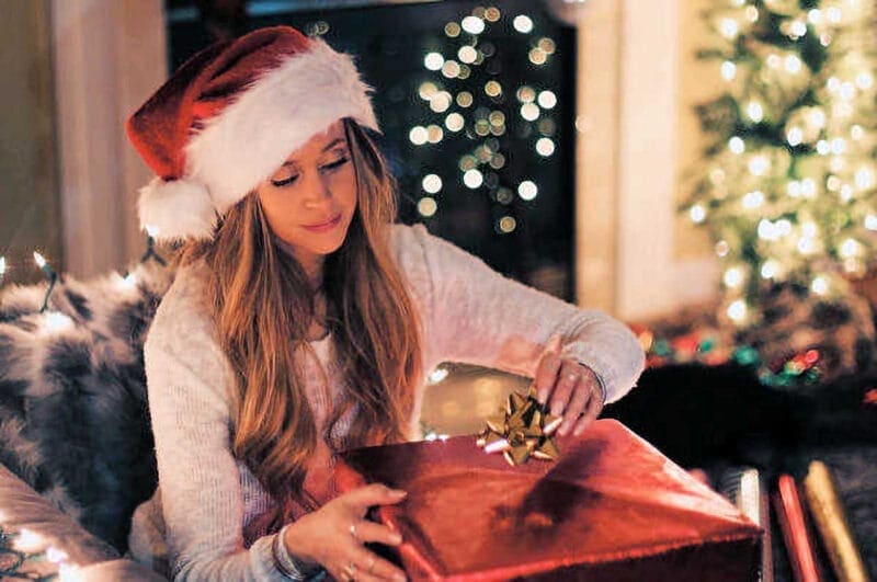 Christmas Portraits: Mom Opening Christmas Gifts